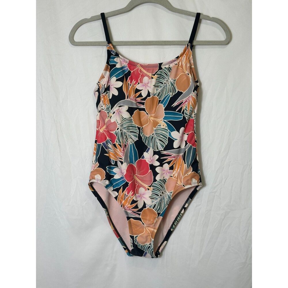 Hurley Women's Hawaiian Tropical One Piece Bathing Suit Cage Back Design Size S
